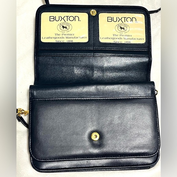 Buxton Blue Crossbody Wallet Purse with Many Zipper Pockets Card Slots 52” Strap - Picture 9 of 16